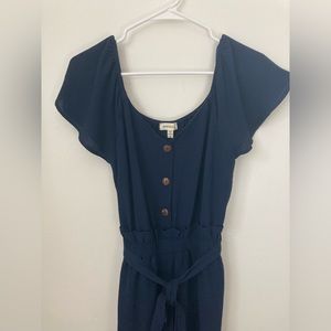 #125. 🆕 NWOT, Monteau, Flutter Sleeve Jumpsuit, Size S, Navy Blue, (Women)